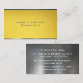 Elegantes Gold & Dunkelgrau-Metall Visitenkarte (Vorne/Hinten)