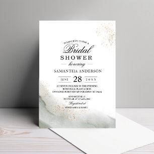 Elegantes Gold Dust & Sage Green Brautparty Einladung