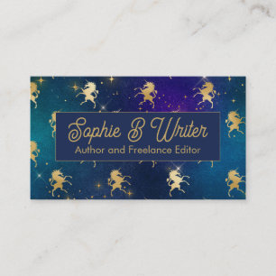Elegantes Gold Einhorn Sternenhimmel Fantasy Schri Visitenkarte