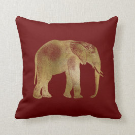 Elegantes Gold Elefant auf Burgund Hintergrund Kissen