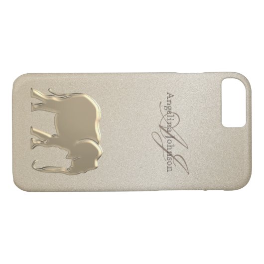 Elegantes Gold Elephant Mit Monogramm Case-Mate iPhone Hülle (Rückseite (Horizontal))