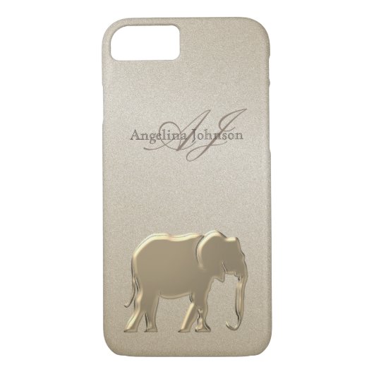 Elegantes Gold Elephant Mit Monogramm Case-Mate iPhone Hülle (Rückseite)