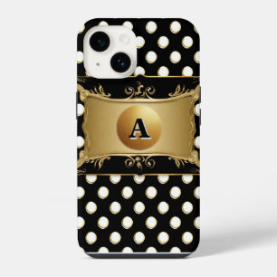 Elegantes Gold-Emblem auf Punkten iPhone 14 Hülle