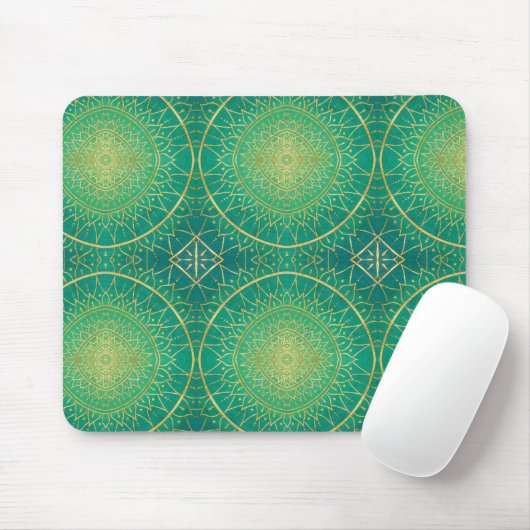Elegantes Gold Emerald Green Mandala Muster Mousepad (Mit Mouse)