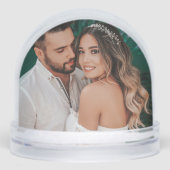 Elegantes Gold Erstes Weihnachtsfoto-Andenken Schneekugeln (Vorderseite)