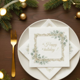 Elegantes Gold- & Eukalyptus-Weihnachtsfest Serviette