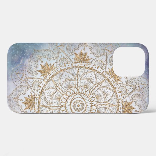 Elegantes Gold Eye Sun Moon Mandala Design Case-Mate iPhone Hülle (Rückseite (Horizontal))