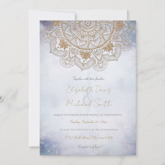 Elegantes Gold Eye Sun Moon Mandala Design Einladung (Vorderseite)