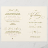 Elegantes Gold, faltbares Hochzeitsprogramm (Vorderseite)