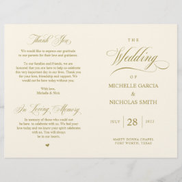 Elegantes Gold, faltbares Hochzeitsprogramm
