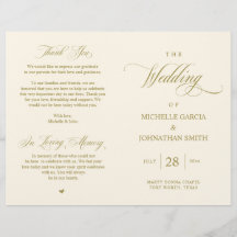 Elegantes Gold, faltbares Hochzeitsprogramm