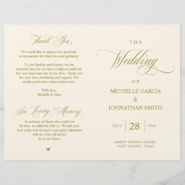 Elegantes Gold, faltbares Hochzeitsprogramm