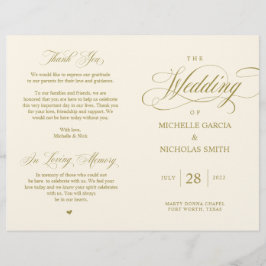Elegantes Gold, faltbares Hochzeitsprogramm