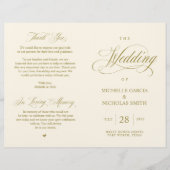Elegantes Gold, faltbares Hochzeitsprogramm (Vorderseite)