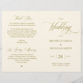 Elegantes Gold, faltbares Hochzeitsprogramm