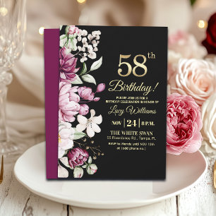 Elegantes Gold Floral 58 Geburtstagsfeier Einladung