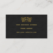 Elegantes Gold Floral Black Custom Monogram Visitenkarte (Rückseite)
