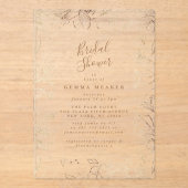 Elegantes Gold Floral Brautparty Acryleinladungen (Vorderseite)