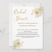 Elegantes Gold Floral Brautparty Einladung (Vorderseite)