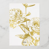 Elegantes Gold Floral Brautparty Folieneinladung (Rückseite)