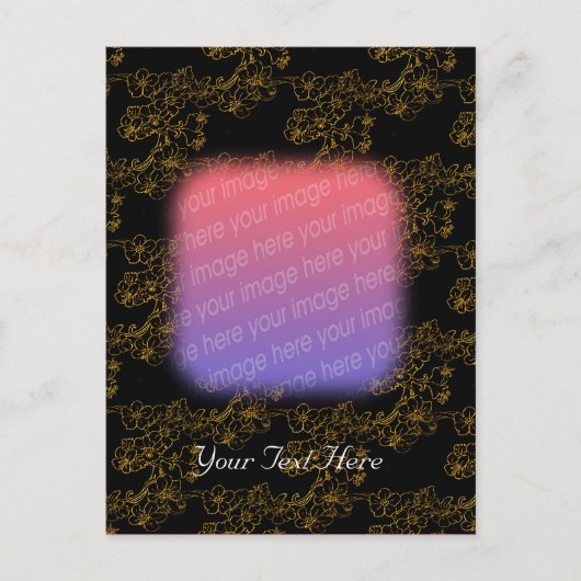 Elegantes Gold Floral Design Foto Postkarte (Vorderseite)