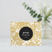 Elegantes Gold Floral Design mit feinem schwarzen Postkarte (Stehend Vorderseite)