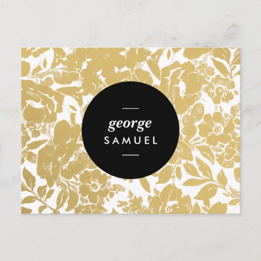 Elegantes Gold Floral Design mit feinem schwarzen Postkarte (Vorderseite)