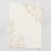 Elegantes Gold Floral Dinner Menükarte (Rückseite)