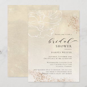 Elegantes Gold Floral Foto Brautparty Einladung
