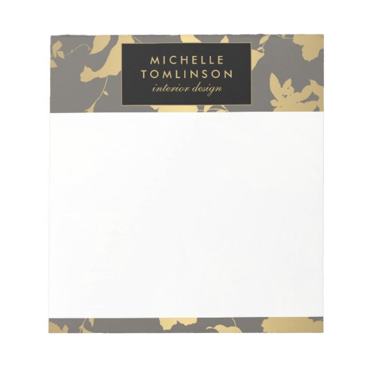 Elegantes Gold Floral III Personalisiert Notepad Notizblock (Vorderseite)