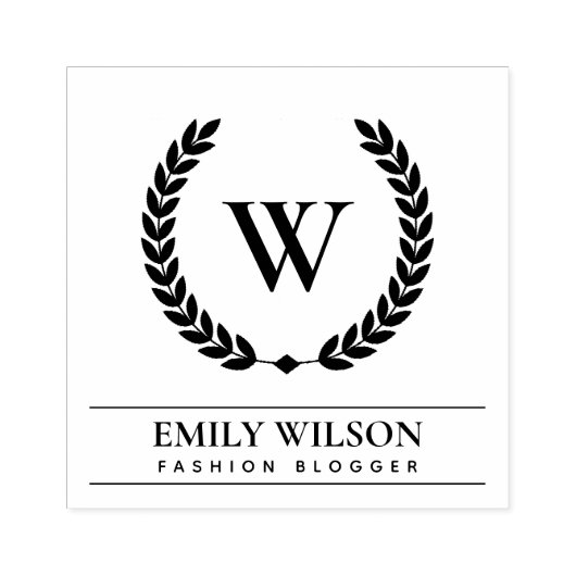 ELEGANTES GOLD FLORAL LAUREL WREATH ERSTE MONOGRAM GUMMISTEMPEL (Prägung)