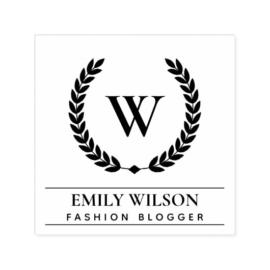 ELEGANTES GOLD FLORAL LAUREL WREATH ERSTE MONOGRAM PERMASTEMPEL (Design)