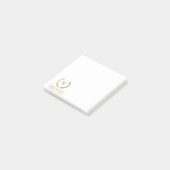 ELEGANTES GOLD FLORAL LAUREL WREATH ERSTE MONOGRAM POST-IT KLEBEZETTEL (angewinkelt)