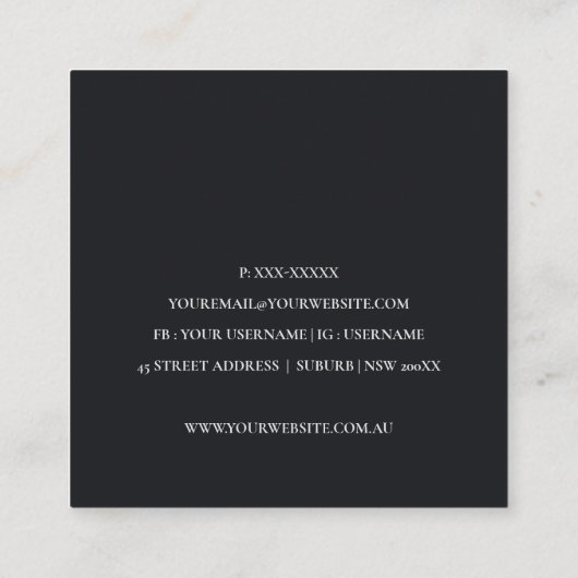 ELEGANTES GOLD FLORAL LAUREL WREATH ERSTE MONOGRAM QUADRATISCHE VISITENKARTE (Rückseite)