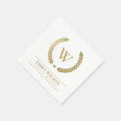 ELEGANTES GOLD FLORAL LAUREL WREATH ERSTE MONOGRAM SERVIETTE (Ecke)