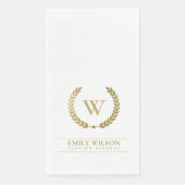 ELEGANTES GOLD FLORAL LAUREL WREATH ERSTE MONOGRAM SERVIETTE (Vorderseite)