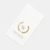 ELEGANTES GOLD FLORAL LAUREL WREATH ERSTE MONOGRAM SERVIETTE (Ecke)