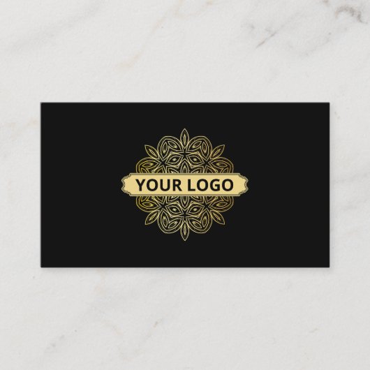 Elegantes Gold Floral Logo Visitenkarte (Vorderseite)