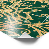 Elegantes Gold Floral Mandala Green Design Fotodruck (Ecke)