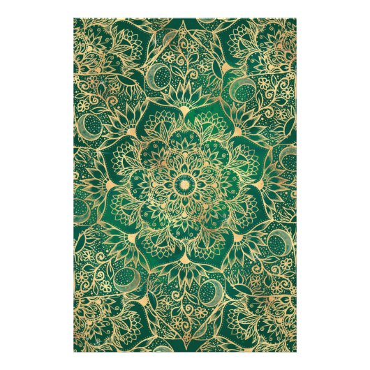Elegantes Gold Floral Mandala Green Design Fotodruck (Vorne)