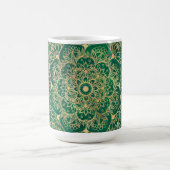 Elegantes Gold Floral Mandala Green Design Kaffeetasse (Mittel)