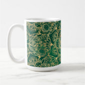 Elegantes Gold Floral Mandala Green Design Kaffeetasse (Links)