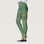 Elegantes Gold Floral Mandala Green Design Leggings (Links)
