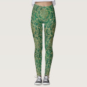 Elegantes Gold Floral Mandala Green Design Leggings (Vorderseite)