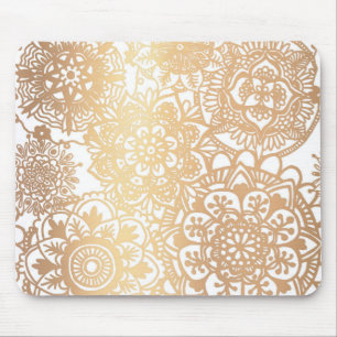 Elegantes Gold Floral Mandala Muster Mousepad