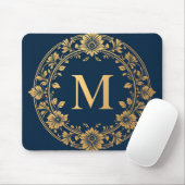 Elegantes Gold Floral Monogram Design Mousepad (Mit Mouse)