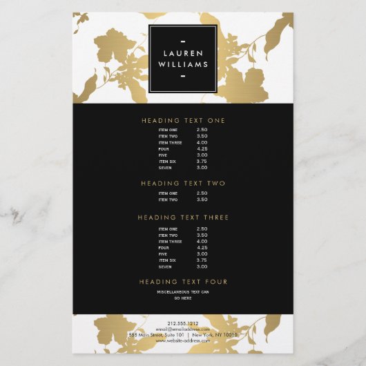 Elegantes Gold Floral Muster auf White II Flyer (Vorne)
