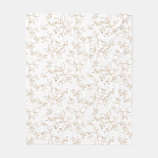 Elegantes Gold Floral Muster Fleecedecke (Vorderseite)