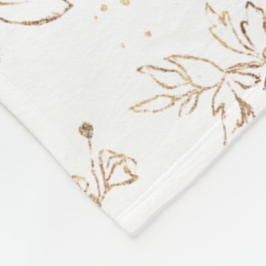 Elegantes Gold Floral Muster Fleecedecke (Ecke)