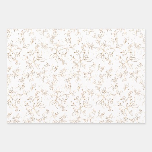 Elegantes Gold Floral Muster Geschenkpapier Set (Vorderseite 3)